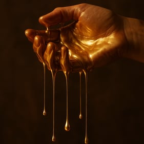 gold liquid pouring through fingers-1