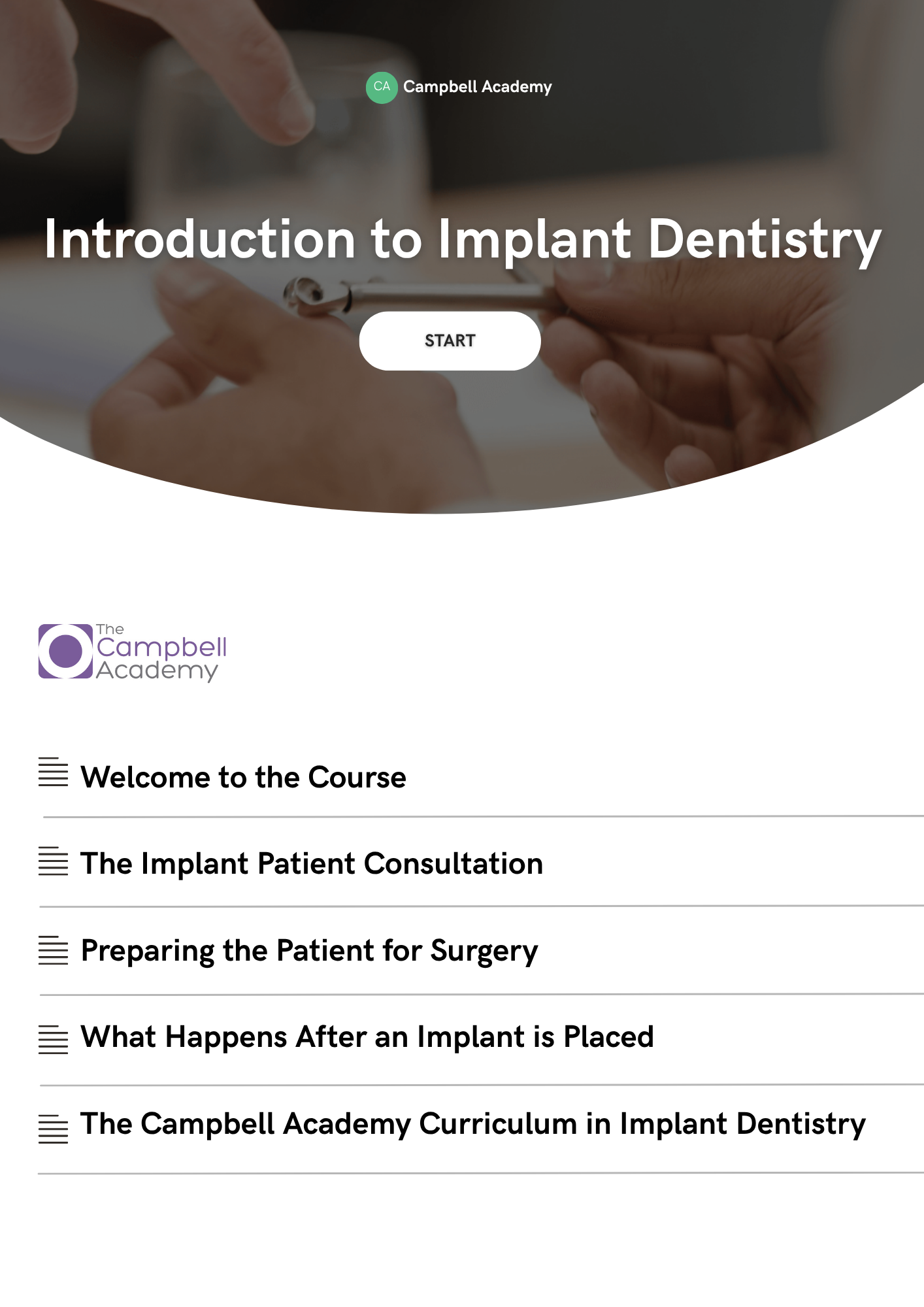 TCA course outline images